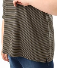 OLKFD22069 eur3(エウルキューブ) 【大きいサイズ】ボーダーTシャツ モカ