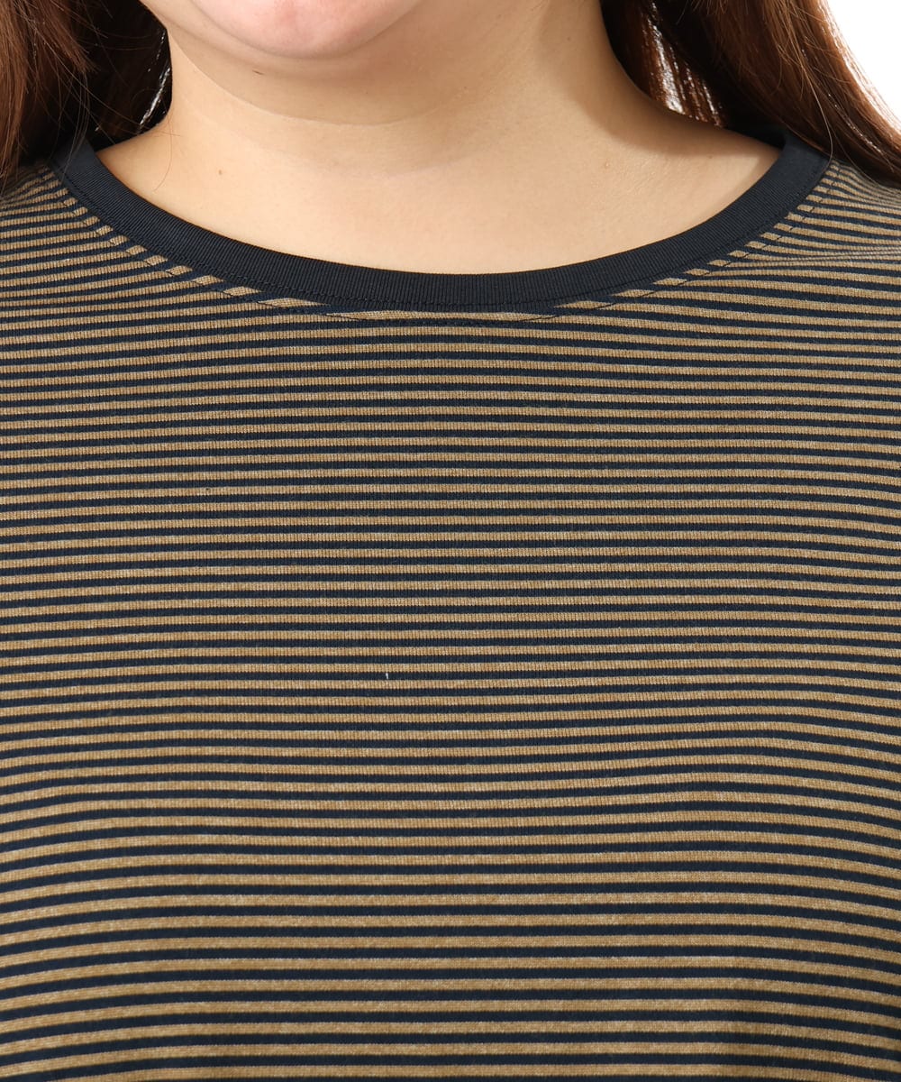 OLKFD22069 eur3(エウルキューブ) 【大きいサイズ】ボーダーTシャツ モカ