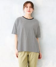 OLKFD22069 eur3(エウルキューブ) 【大きいサイズ】ボーダーTシャツ ブラック