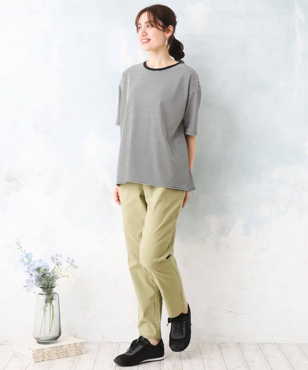 OLKFD22069 eur3(エウルキューブ) 【大きいサイズ】ボーダーTシャツ ブラック