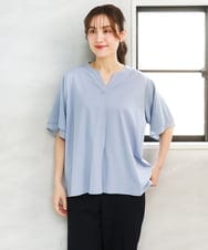 OLKFD23089 eur3(エウルキューブ) 【WEB先行販売】【大きいサイズ】シア―スリーブカットソー ライトブルー