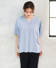 OLKFD23089 eur3(エウルキューブ) 【WEB先行販売】【大きいサイズ】シア―スリーブカットソー ライトブルー