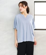 OLKFD23089 eur3(エウルキューブ) 【WEB先行販売】【大きいサイズ】シア―スリーブカットソー ライトブルー