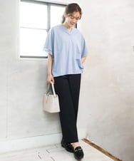 OLKFD23089 eur3(エウルキューブ) 【WEB先行販売】【大きいサイズ】シア―スリーブカットソー ライトブルー