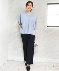 OLKFD23089 eur3(エウルキューブ) 【WEB先行販売】【大きいサイズ】シア―スリーブカットソー ライトブルー