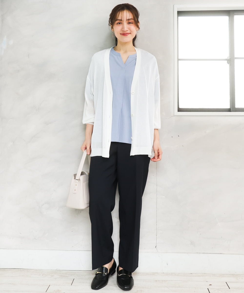 OLKFD23089 eur3(エウルキューブ) 【WEB先行販売】【大きいサイズ】シア―スリーブカットソー ライトブルー