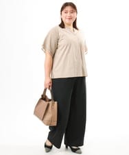 OLKFD23089 eur3(エウルキューブ) 【WEB先行販売】【大きいサイズ】シア―スリーブカットソー グレージュ