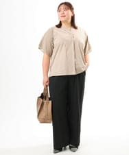 OLKFD23089 eur3(エウルキューブ) 【WEB先行販売】【大きいサイズ】シア―スリーブカットソー グレージュ