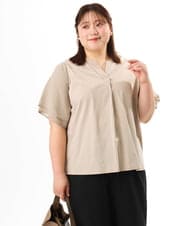 OLKFD23089 eur3(エウルキューブ) 【WEB先行販売】【大きいサイズ】シア―スリーブカットソー グレージュ