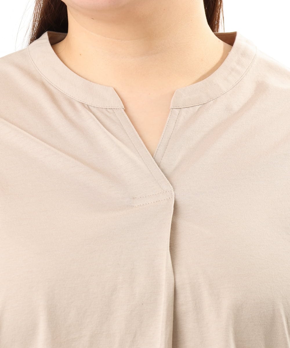 OLKFD23089 eur3(エウルキューブ) 【WEB先行販売】【大きいサイズ】シア―スリーブカットソー グレージュ