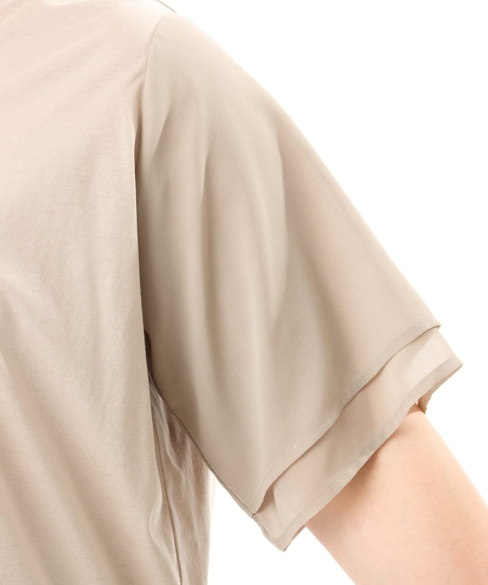 OLKFD23089 eur3(エウルキューブ) 【WEB先行販売】【大きいサイズ】シア―スリーブカットソー グレージュ