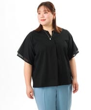 OLKFD23089 eur3(エウルキューブ) 【WEB先行販売】【大きいサイズ】シア―スリーブカットソー ブラック