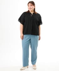 OLKFD23089 eur3(エウルキューブ) 【WEB先行販売】【大きいサイズ】シア―スリーブカットソー ブラック