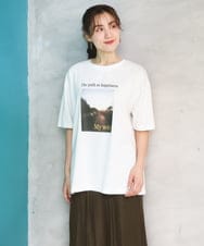 OLKFD24069 eur3(エウルキューブ) 【大きいサイズ/機能素材】フォトプリントTシャツ アイボリー