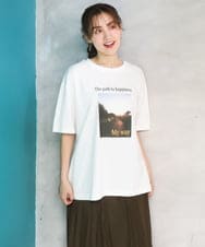 OLKFD24069 eur3(エウルキューブ) 【大きいサイズ/機能素材】フォトプリントTシャツ アイボリー