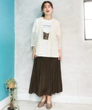 OLKFD24069 eur3(エウルキューブ) 【大きいサイズ/機能素材】フォトプリントTシャツ アイボリー