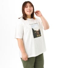 OLKFD24069 eur3(エウルキューブ) 【大きいサイズ/機能素材】フォトプリントTシャツ アイボリー