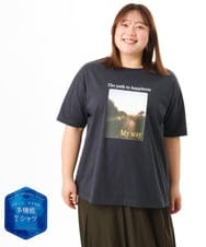 OLKFD24069 eur3(エウルキューブ) 【大きいサイズ/機能素材】フォトプリントTシャツ ダークグレー