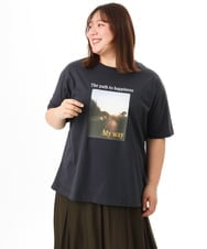 OLKFD24069 eur3(エウルキューブ) 【大きいサイズ/機能素材】フォトプリントTシャツ ダークグレー