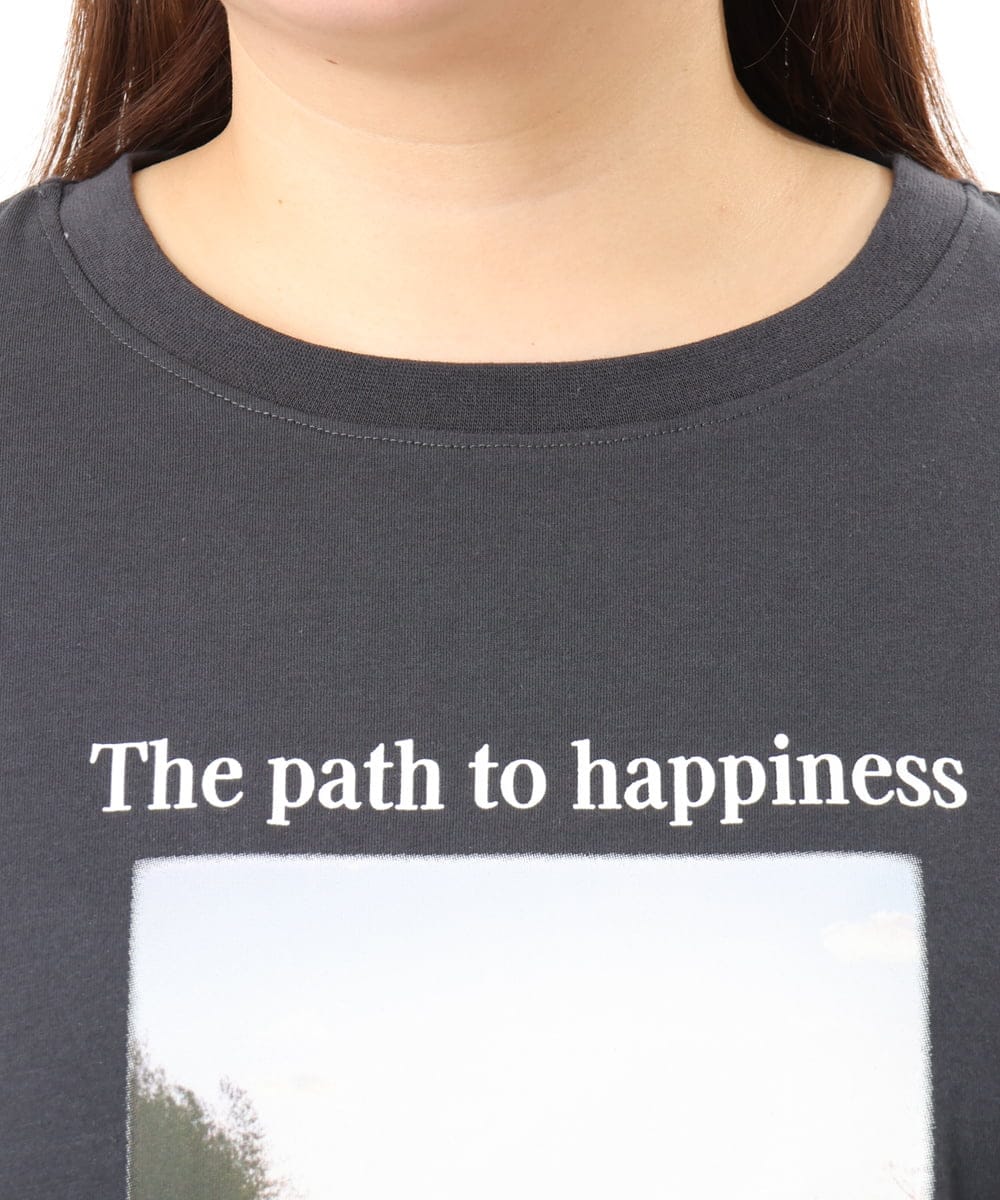 OLKFD24069 eur3(エウルキューブ) 【大きいサイズ/機能素材】フォトプリントTシャツ ダークグレー