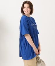 OLKFD25069 eur3(エウルキューブ) 【大きいサイズ/機能素材】シャーリングロゴTシャツ ブルー