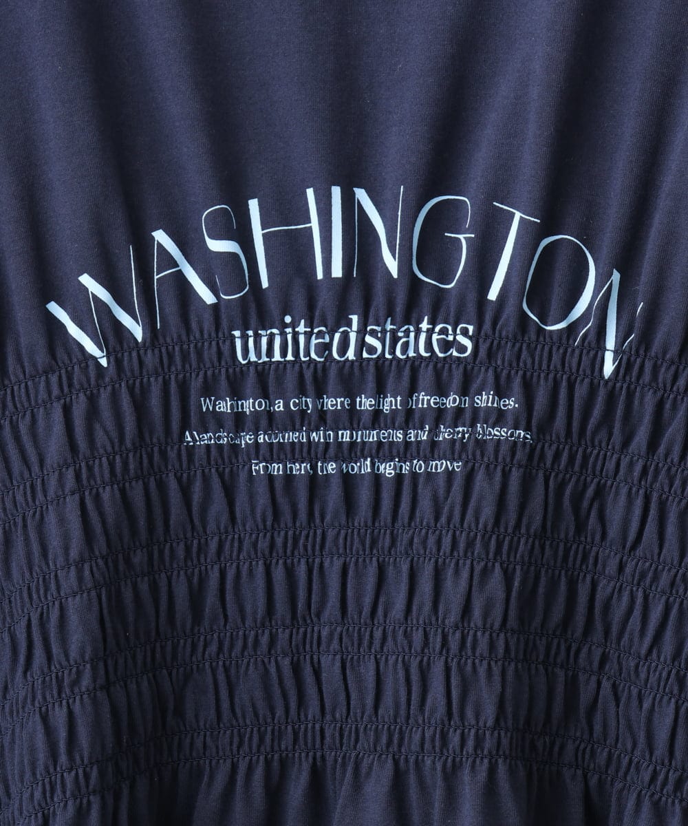 OLKFD25069 eur3(エウルキューブ) 【WEB先行販売】【大きいサイズ/機能素材】シャーリングロゴTシャツ ネイビー