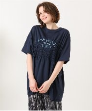 OLKFD25069 eur3(エウルキューブ) 【大きいサイズ/機能素材】シャーリングロゴTシャツ ネイビー