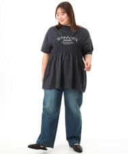 OLKFD25069 eur3(エウルキューブ) 【WEB先行販売】【大きいサイズ/機能素材】シャーリングロゴTシャツ ダークグレー