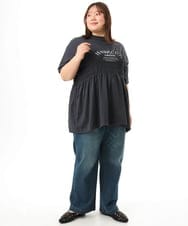 OLKFD25069 eur3(エウルキューブ) 【WEB先行販売】【大きいサイズ/機能素材】シャーリングロゴTシャツ ダークグレー