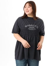 OLKFD25069 eur3(エウルキューブ) 【WEB先行販売】【大きいサイズ/機能素材】シャーリングロゴTシャツ ダークグレー