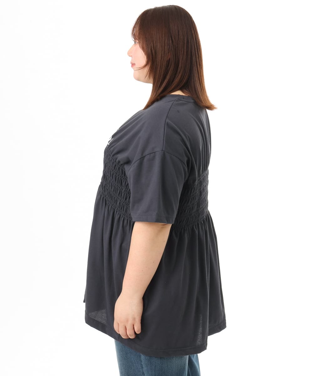 OLKFD25069 eur3(エウルキューブ) 【WEB先行販売】【大きいサイズ/機能素材】シャーリングロゴTシャツ ダークグレー