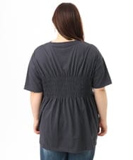 OLKFD25069 eur3(エウルキューブ) 【WEB先行販売】【大きいサイズ/機能素材】シャーリングロゴTシャツ ダークグレー