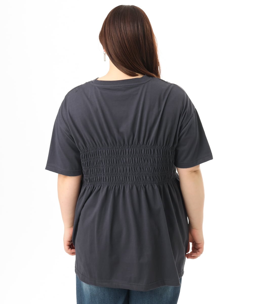 OLKFD25069 eur3(エウルキューブ) 【WEB先行販売】【大きいサイズ/機能素材】シャーリングロゴTシャツ ダークグレー