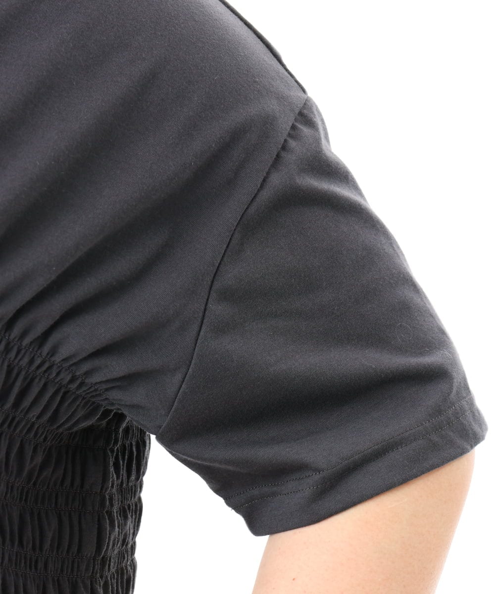 OLKFD25069 eur3(エウルキューブ) 【WEB先行販売】【大きいサイズ/機能素材】シャーリングロゴTシャツ ダークグレー