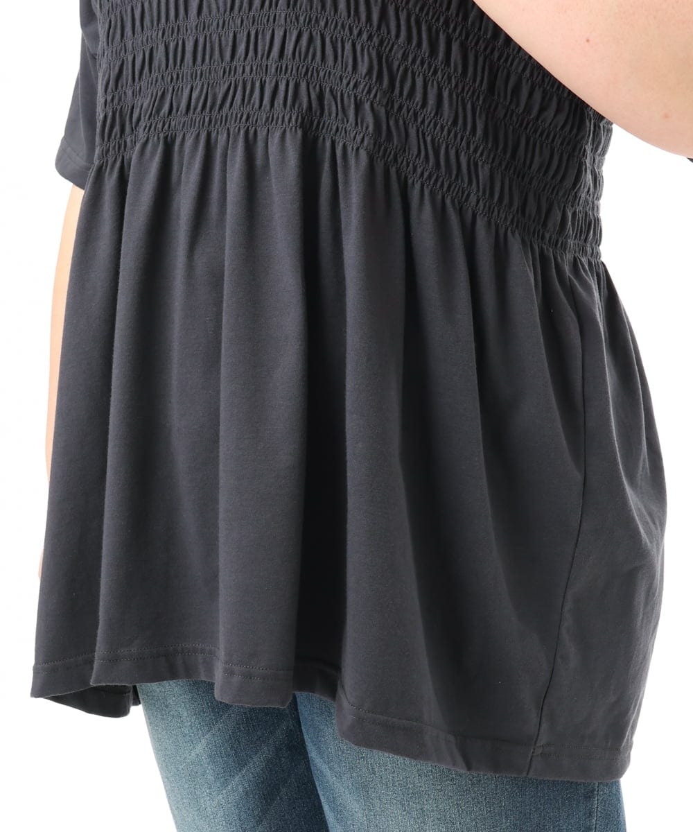 OLKFD25069 eur3(エウルキューブ) 【WEB先行販売】【大きいサイズ/機能素材】シャーリングロゴTシャツ ダークグレー