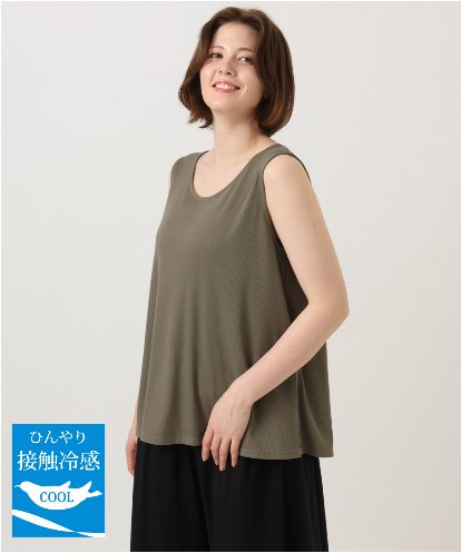 OLKFD36044 eur3 【大きいサイズ/接触冷感】リブラウンドネックタンクトップ