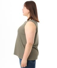 OLKFD36044 eur3(エウルキューブ) 【WEB先行販売】【大きいサイズ/接触冷感】リブラウンドネックタンクトップ カーキ