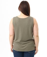 OLKFD36044 eur3(エウルキューブ) 【WEB先行販売】【大きいサイズ/接触冷感】リブラウンドネックタンクトップ カーキ