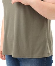 OLKFD36044 eur3(エウルキューブ) 【WEB先行販売】【大きいサイズ/接触冷感】リブラウンドネックタンクトップ カーキ
