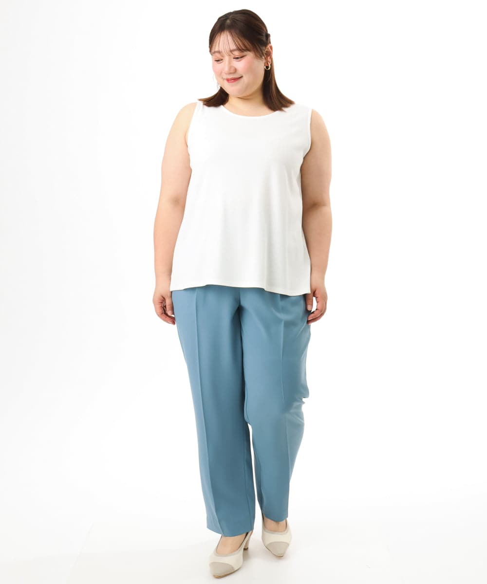 OLKFD36044 eur3(エウルキューブ) 【WEB先行販売】【大きいサイズ/接触冷感】リブラウンドネックタンクトップ アイボリー