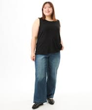 OLKFD36044 eur3(エウルキューブ) 【WEB先行販売】【大きいサイズ/接触冷感】リブラウンドネックタンクトップ ブラック