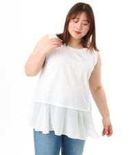 OLKFD40049 eur3(エウルキューブ) 【WEB先行販売】【大きいサイズ】裾シフォンタンクトップ ホワイト