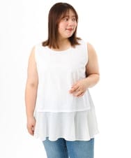 OLKFD40049 eur3(エウルキューブ) 【WEB先行販売】【大きいサイズ】裾シフォンタンクトップ ホワイト