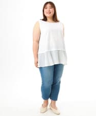 OLKFD40049 eur3(エウルキューブ) 【WEB先行販売】【大きいサイズ】裾シフォンタンクトップ ホワイト