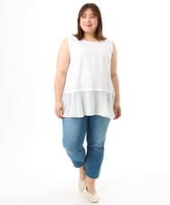 OLKFD40049 eur3(エウルキューブ) 【WEB先行販売】【大きいサイズ】裾シフォンタンクトップ ホワイト