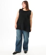 OLKFD40049 eur3(エウルキューブ) 【WEB先行販売】【大きいサイズ】裾シフォンタンクトップ ブラック