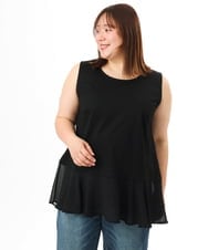 OLKFD40049 eur3(エウルキューブ) 【WEB先行販売】【大きいサイズ】裾シフォンタンクトップ ブラック