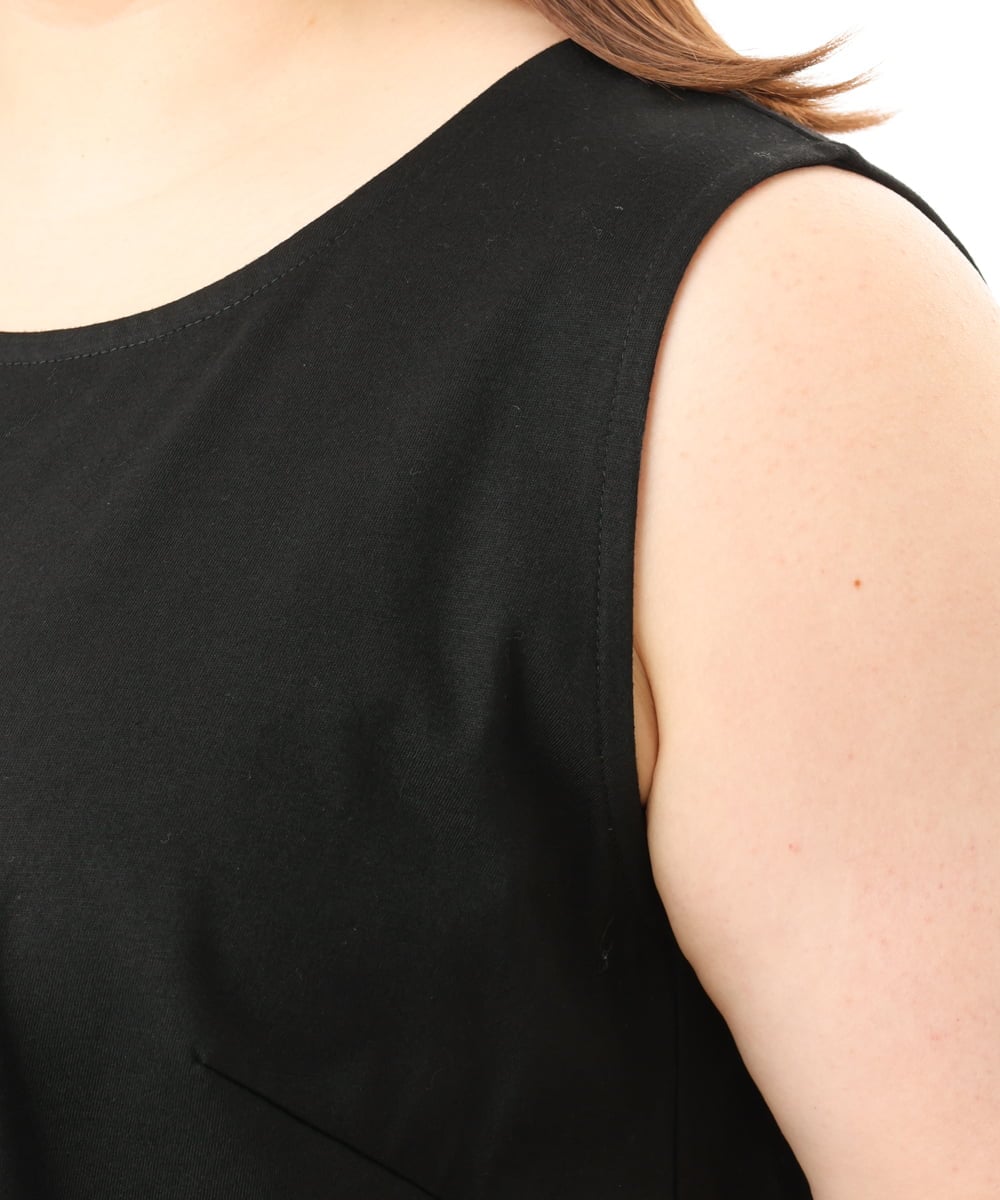 OLKFD40049 eur3(エウルキューブ) 【WEB先行販売】【大きいサイズ】裾シフォンタンクトップ ブラック