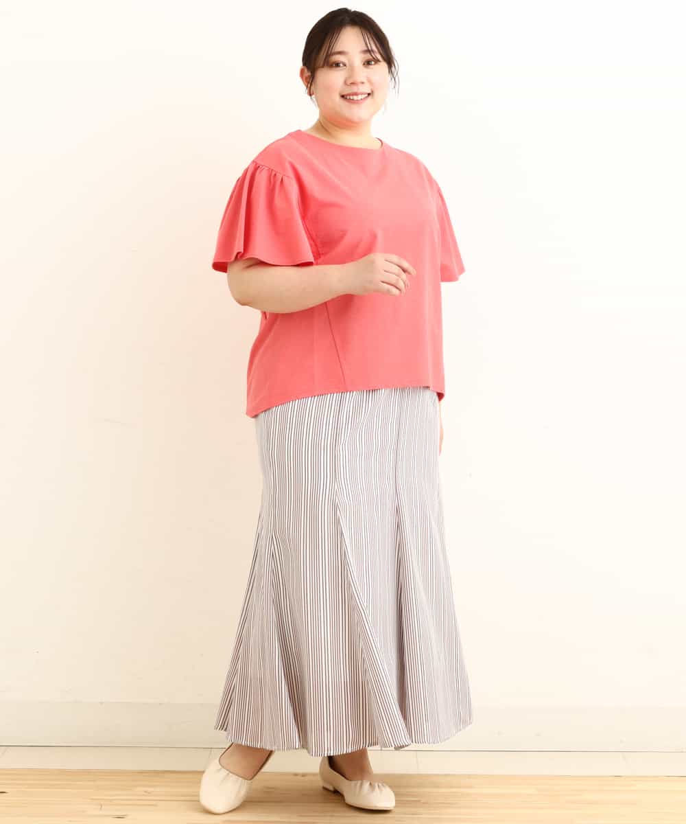 OLKFP23070 eur3(エウルキューブ) 【大きいサイズ】袖フレアトップス レッド(05)