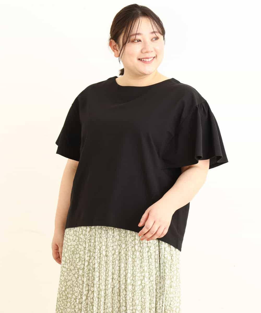 OLKFP23070 eur3(エウルキューブ) 【大きいサイズ】袖フレアトップス ブラック(94)（WEB限定カラー）